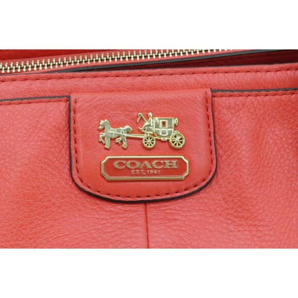 Coach Like New Coral/Red Leather Handbag Crossbody - Picture 4 of 11